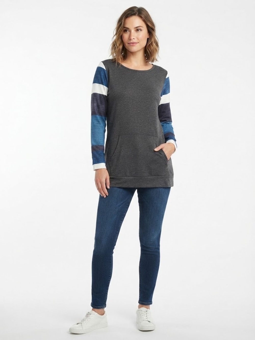Grey & Blue Faux Sweatshirt